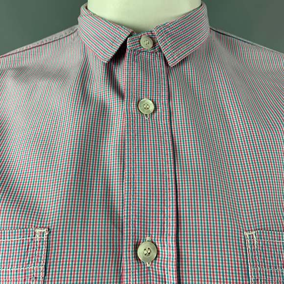JUNYA WATANABE Pink Blue Checkered Button Down Long Sleeve Shirt - Picture 4 of 5